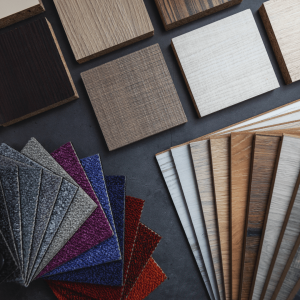 Interior decorating colour fabric swatches